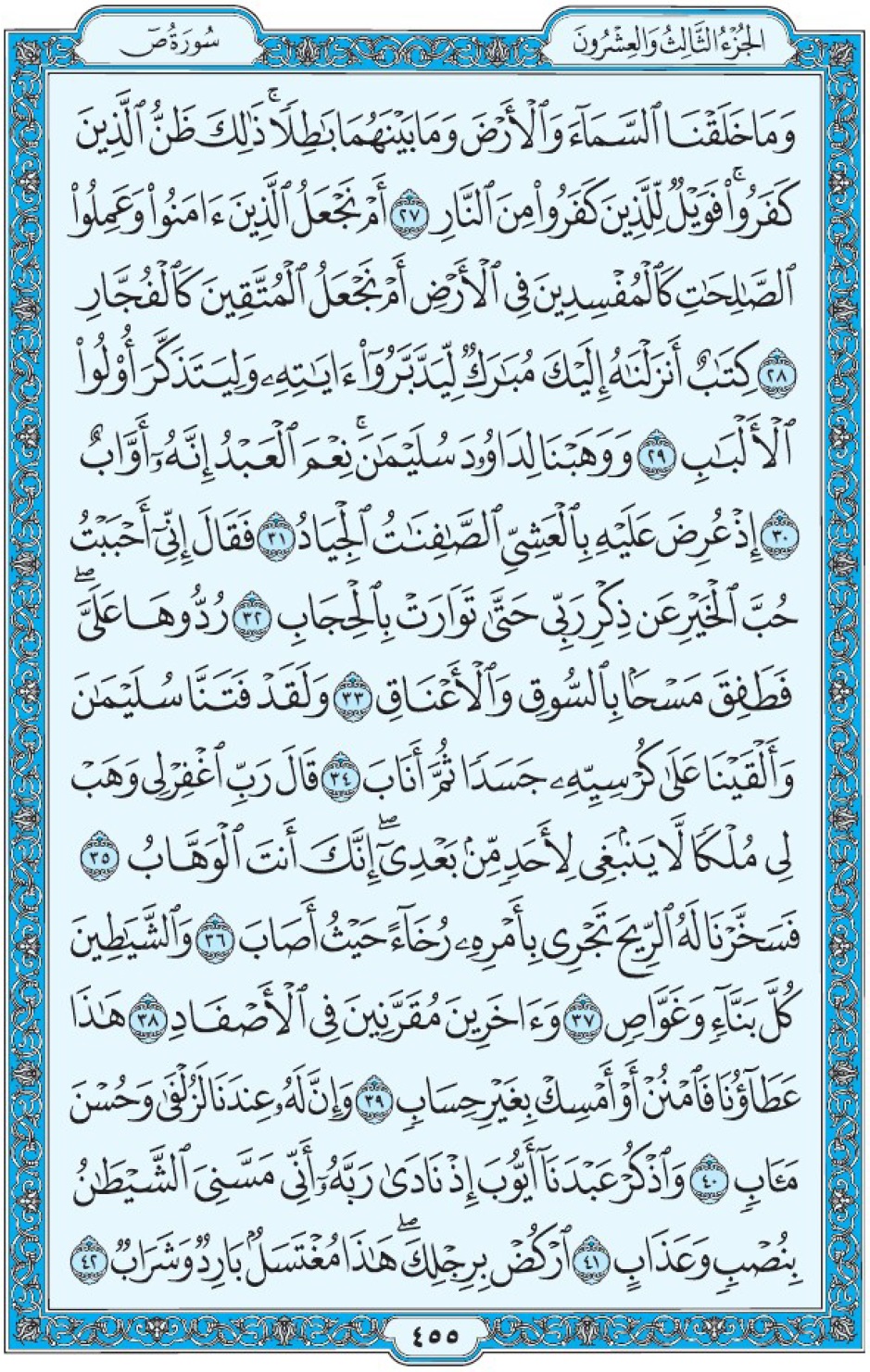 Коран Мединский мусхаф страница 455, Сад, аят 27-42, مصحف المدينة، صفحة ٤٥٥